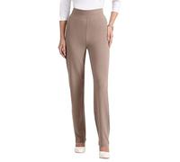 BlissClub AM PM Cotton Straight Pants Tall for Women, Formal Trouser for Women Office Wear with High Waist, Wide Waistband and 2 Pockets,Tall Variant Above 5'5, Barkha Brown Mocha, XS