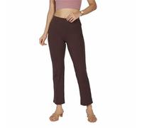 BlissClub Women High Rise Straight Pants, Barkha Brown Tall - Above 5.5", 4XL