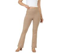 BlissClub Women's Werk-It Flare Pants High Waist Cotton Formal Trousers with 4 Pockets, Hema Herringbone - Caramel Tall - Above 5.5", XL