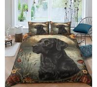 BLISSCOZY Black Lab Dog Microfiber Duvet Cover 3D Print Bedding Set for Child Youth Girly Decorations Animal Comforter Cover 3Pcs Quilt Cover with Pillow Case And Zipper Double（200x200cm）