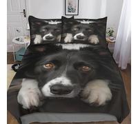 BLISSCOZY Border Collie Duvet Cover Bedding Set with Zipper Closure for Kids Children Quilt Cover Set for Kids Boys Teens Double(200x200cm)