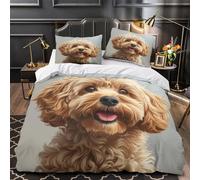 BLISSCOZY Cavapoo Dog Bedding Set Comforter Cover 3Pcs Dog Quilt Cover with Pillow Case And Zipper Microfiber 3D Print Duvet Cover for Child Youth Girly Decorations Super King（260x220cm）
