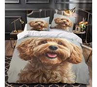 BLISSCOZY Cavapoo Dog Quilt Cover with Pillow Case And Zipper Microfiber Dog Duvet Cover 3D Print for Child Youth Girly Decorations Bedding Set Comforter Cover 3Pcs Single（140x200cm）