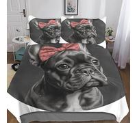 BLISSCOZY French Bulldog Comforter Cover Kid Bedding Set Duvet Cover For Child Youth Girly Decorations 3 Pcs With Pillow Case Soft Comfortable King(220x240cm)
