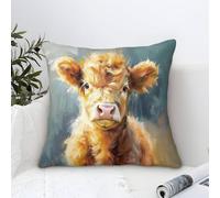 BLISSCOZY Highland Cow 3d Throw Pillow Cover Animal Throw Pillow Cover Polyester Cushion Cover 45x45cm