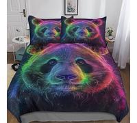 BLISSCOZY Panda Abstract Neon Bedding Set 3D Printed Duvet Covers Sets With Pillowcases Bed Linen Quilt Covers Home Textile Double（200x200cm）