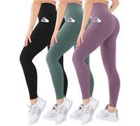 Blisset 3 Pack High Waisted Leggings for Women with Pockets Soft Active Tummy Control Pants for Yoga Running & Daily Wear, 011-black/Blue/Purple, Small / Medium