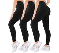 Blisset 3 Pack High Waisted Leggings for Women with Pockets Soft Active Tummy Control Pants for Yoga Running & Daily Wear, 000-black/Black/Black, Large-X-Large