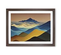 Blissful Abstract Mountains Framed Print | A3 Walnut Framed Wall Art | Ready to Hang | Abstract Landscape Picture | Living Room Bedroom Lounge Office