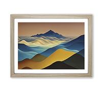 Blissful Abstract Mountains H1022 Framed Print for Living Room Bedroom Home Office Décor, Wall Art Picture Ready to Hang, Oak A4 Frame (34 x 25 cm)