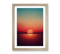 Blissful Abstract Sunset Framed Print | A3 Oak Framed Wall Art | Ready to Hang | Abstract Landscape Picture | Living Room Bedroom Lounge Office