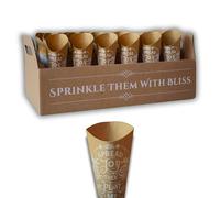 Blissful Bloom Confetti Cones With Holder - Biodegradable Cones Infused With Wildflower Seeds to Plant Memories, For Wedding and Events (24 Guests)
