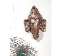 Blissful Decor presents Lord Ganesha head Metal Wall Hanging Wall Decor Hanging Ganesh Ji Religious Showpiece Hanging Entrance Gate Decor Ganesha (14 cm x 4 cm x 20 cm, Brown)