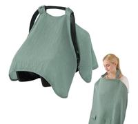 Blissful Diary 2-in-1 Muslin Baby Car Seat Cover, Multi-use Nursing Cover for Breastfeeding, Breathable Infant Car Seat Cover Canopy - Roman Green