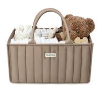 Blissful Diary Baby Diaper Caddy Organizer, Stylish Storage Basket for Newborn Essentials and Diaper Station, Gift for Baby Shower and Registry Must-Have, Mocha Brown