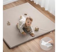 Blissful Diary Baby Mat with Easy Clean Removable Cover, Brown, Grey, 50" x 50"