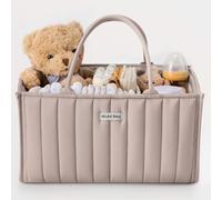 Blissful Diary Nappy Caddy Organiser, Baby Diaper Caddy for Nappy Station, Stylish Storage Basket for Newborn Essentials, Baby Shower Gifts for Girl or Boy, Sand