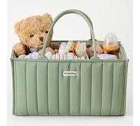 Blissful Diary Nappy Caddy Organiser, Baby Diaper Caddy for Nappy Station, Stylish Storage Basket for Newborn Essentials, Baby Shower Gifts for Girl or Boy, Sage Green