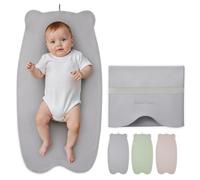 Blissful Diary Portable Vegan Leather Changing Mat Wipe Clean Waterproof Changing Mat in Diaper Bag Travel Accessories & Wish Gift Light Grey