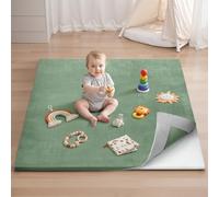 Blissful Diary Ultra Soft Baby Play Mat, 50x50 Floor Mat with Removable & Washable Slip-On Cover for Babies and Toddlers Infants, Sage Green