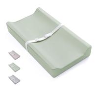 Blissful Diary Vegan Leather Baby Changing Pad with Waterproof & Wipe-Clean PU Cover, Standard Size Cozy Baby Changing Table Pads for Dressers/Tables, Light Green