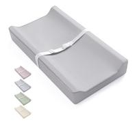Blissful Diary Vegan Leather Baby Changing Pad with Waterproof & Wipe-Clean PU Cover, Standard Size Cozy Diaper Changing Pad for Dresser and Table, Light Gray