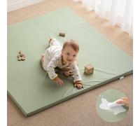 Blissful Diary Vegan Leather Baby Play Mat, 47" x 47", Thick Padded Waterproof Playpen Mat for Infants Toddlers, Stylish and Easy to Clean for Baby Play