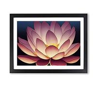 Blissful Lotus Flower BLK Framed Print | A2 Black Framed Wall Art | Ready to Hang | Modern Floral Picture | Living Room Bedroom Lounge Office
