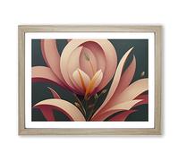 Blissful Modern Flowers H1022 Framed Print for Living Room Bedroom Home Office Décor, Wall Art Picture Ready to Hang, Oak A4 Frame (34 x 25 cm)