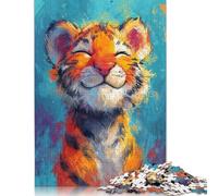 Blissful Tiger Cub Puzzle Rectangular Paper Board Paper Rectangular Jigsaw Puzzle for Adult Children Easter Gifts 1000pcs (75x50cm)