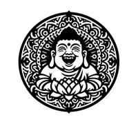 Blissful Whispers Laughing buddhas Circle Fine Carving Stickers 67.2x68.8cm Do not Damage The Wall Surface Black