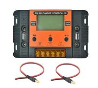 BlissfulAbode 30A Solar Charge Controller 12V/24V with Temperature Sensor, 2 USB Solar Panels