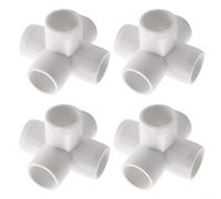 BlissfulAbode 4/20 Pack 1 Inch 5 Way PVC Fitting Elbow Furniture Grade Pipe Connector for DIY PVC Shelf Garden Support Structure Storage Frame, White(4-Pack)