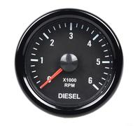 BlissfulAbode 52mm Diesel Motor Engine Tachometer 0-6000 RPM Tacho Gauge Rev Counter Meter White Black 12V