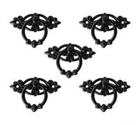BlissfulAbode 5PCS Retro Drawer Knobs Zinc Alloy Handles for Home Furniture Applications (is Black)