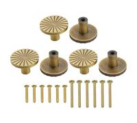 BlissfulAbode 6 Pack Antique Brass Cabinet Knobs with Traditional Round Flower Pattern, Zinc Alloy Build, Compatible with Cabinets, Drawers and Closets, Includes 2 Screws Each