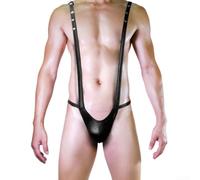 BlissfulAbode Adjustable PU Leather Jockstrap Men T-Back Design | Faux leather material, one size fits most, waist 62-90cm, durable construction, sleek look