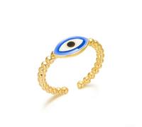 BlissfulAbode Alloy Evil Eye Ring Turkish Style Adjustable Fit Women Men | Unique Turkish pattern, blue evil eye motif, mystical style, adjustable fit, unisex design