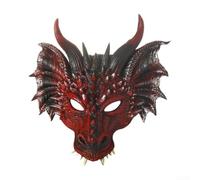 BlissfulAbode Dragon Mask with 3D Scales Horns and Teeth Designed for Adults and For Kids Comfortable Elastic Strap Fit Polyresin for Halloween and Cosplay