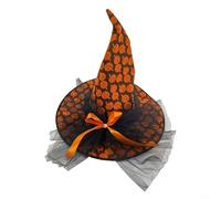 BlissfulAbode Halloween Spider Web Witch Hat Costume Accessory Felt Material Felt Witch Hat with Spider Web Design Halloween Costume Accessory for Adults Children 58-60cm Black Green Orange(Is green)
