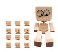 BlissfulAbode Interactive Wooden Man Figurine with Magnetic Faces that Sways and Nods for Fun Car and Office Desk Decor