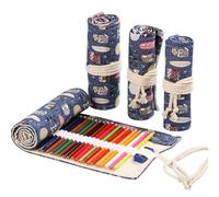BlissfulAbode Lightweight Stylish Canvas Pencil Roll Bag Convenient Storage Solution for Every Artist or Student (owl 36 Holes)