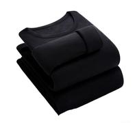 BlissfulAbode Men Velvet Thermal Underwear Set Round Neck XL-4XL | Soft velvet lining, round neck design, elastic fit, sizes XL-4XL, autumn winter essential