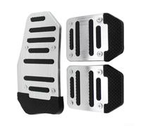 BlissfulAbode Non-Slip Aluminum Pedal Cover Set Manual Transmission Anti-Skid Foot Treadle Rubber Pad Car Styling Accessories for SUV Cars Red Silver Black(Manual Silver)