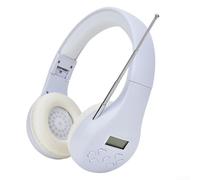 BlissfulAbode Portable FM Radio Headphones for Multilingual Listening Lightweight and Compact Design for Easy Travel (White)