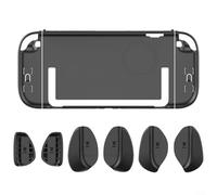 BlissfulAbode Protective Case Transparent Protective Shell for Nintendo Switch2 Console with 6 Grips Clear Shell, ABS Material, Scratch Resistant Cover, Perfect for Travel and Daily Use(Black 1)