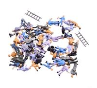 BlissfulAbode Realistic Painted 50pcs Model Worker Figures for HO Scale Railways, Complete with Bucket Ladder for Displays