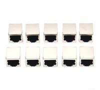 BlissfulAbode RJ45 Socket 10PCS 8P8C Female Ethernet Connector PCB Mount Silver Metal Network Port for Home Office Data Transmission 18x13mm