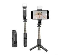 BlissfulAbode Selfie Tripod with LED Light & Remote Control, Extendable Phone Holder for Photography, Video Calls, BT 5.2 Compatible(Black)