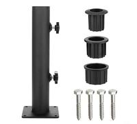 BlissfulAbode Stainless Steel Parasol Standpipe with 3 Reducing Rings 48/38/32mm Umbrella Sleeve Stand for Garden Patio Outdoor Use